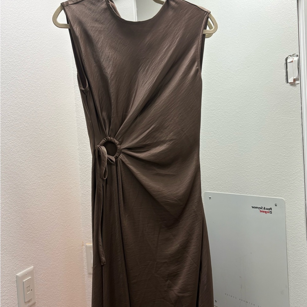 House of Harlow 1960 Asymmetrical Brown Dress